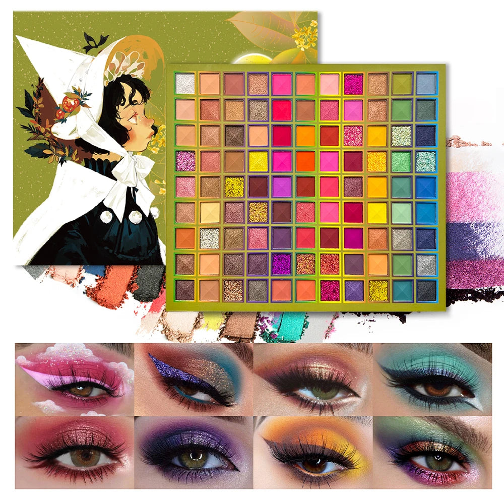 Luxury 99-Color Rainbow Eyeshadow Palette – Ultra-Pigmented Matte & Flash Shades – Bold Glam Makeup Kit