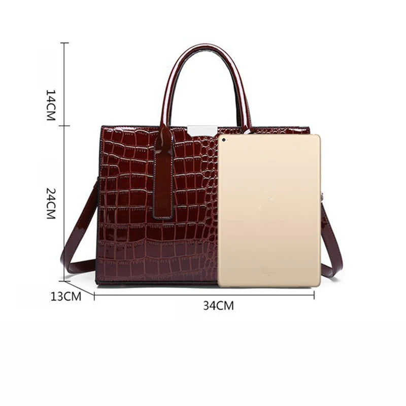 Luxury Crocodile Pattern Handbag – Spacious Top-Handle Tote for Women