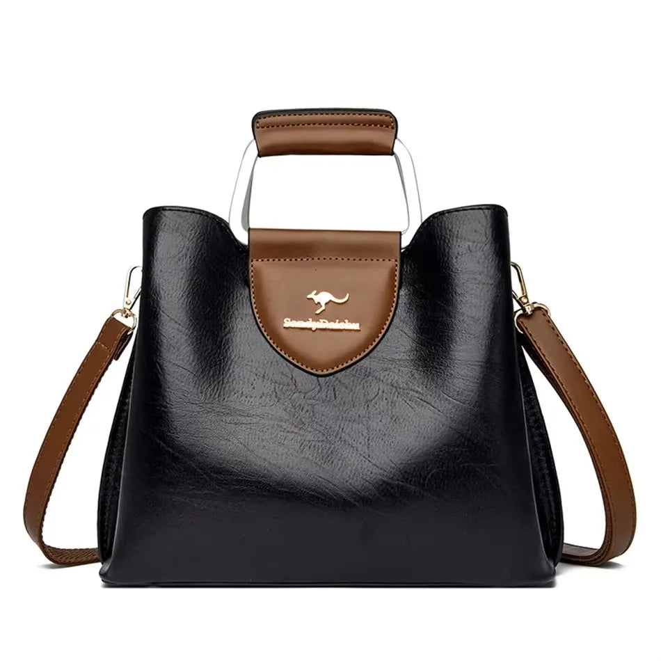 Versatile Large Capacity Shoulder Bag - Soft Leather Fashion Print Crossbody Bag for Leisure & Work