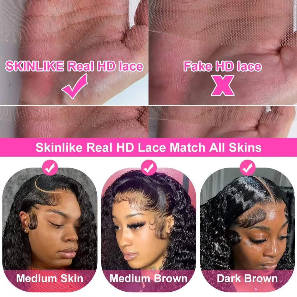 Deep Wave 13x6 HD Lace Frontal Human Hair Wig | 40 Inch, 220% Density Water Curly Remy Wig