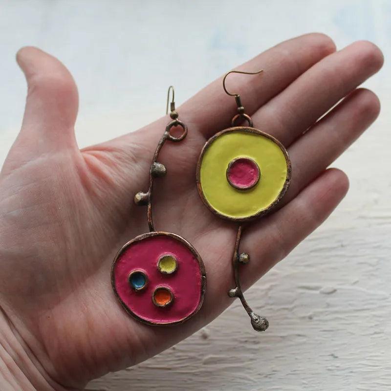 "Iris" Rainbow Zircon Gold Chain Drop Earrings