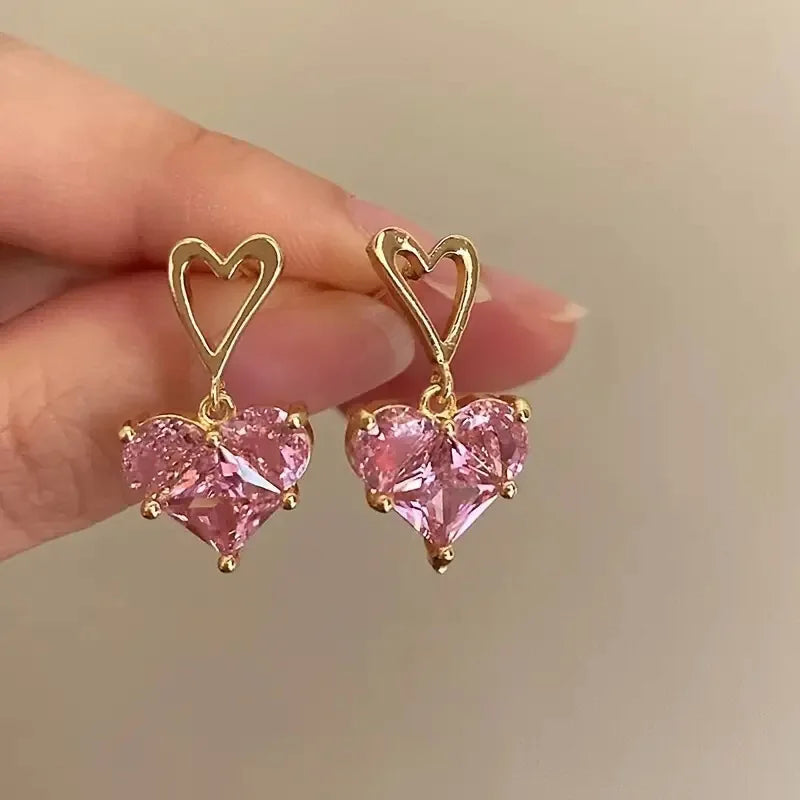 "Iris" Rainbow Zircon Gold Chain Drop Earrings