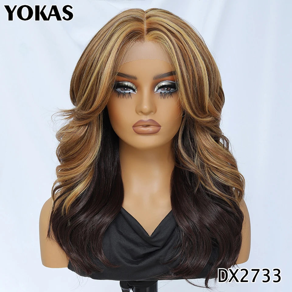 18" Body Wave T-Part Synthetic Lace Front Wig with Baby Hair – Heat Resistant