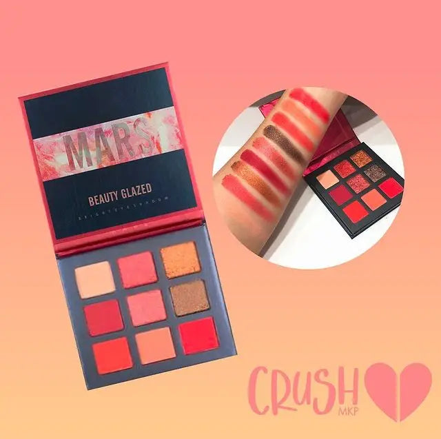 9-Color Red Tone Eyeshadow Palette - High-Pigmented Matte & Glitter Shimmer Powder