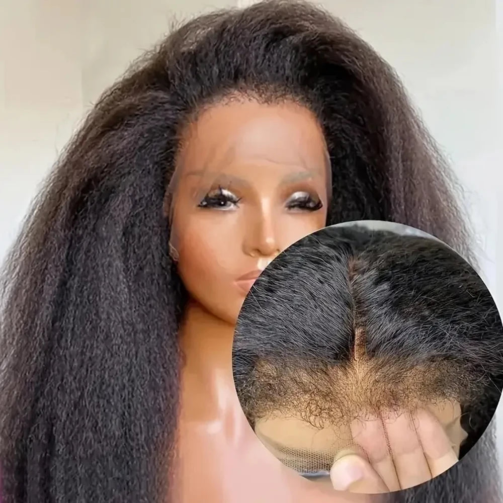 Glueless Kinky Straight Blowout Human Hair Wig | 250% Ultra-Density 13x4 HD Lace