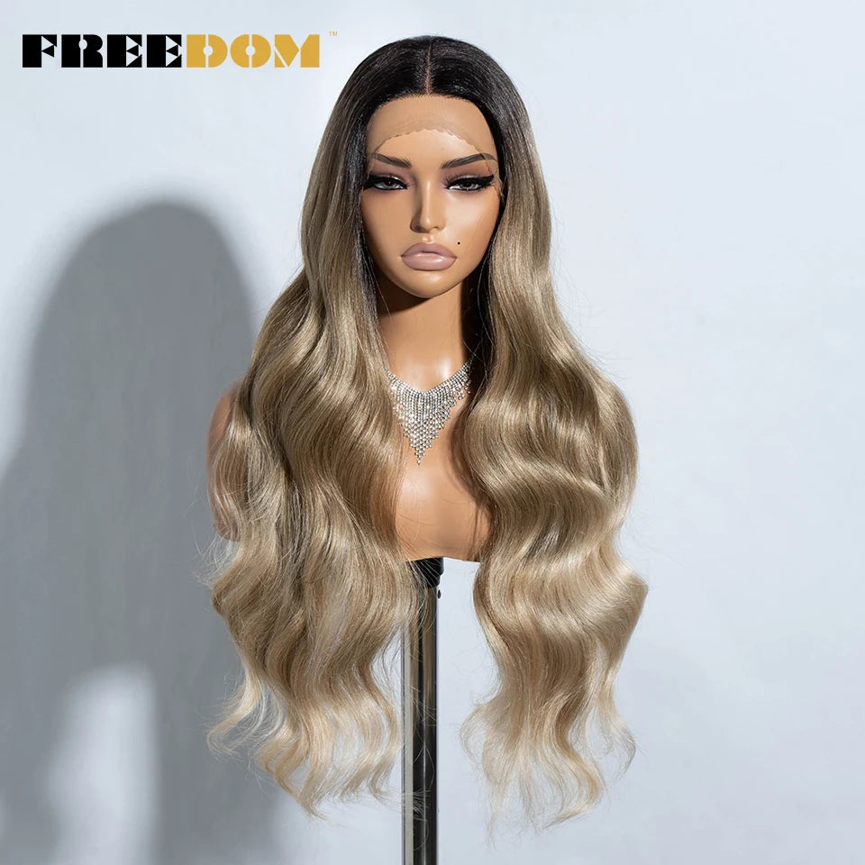 30" Long Wavy Synthetic Lace Front Wig - Freedom Body Wave Middle Part (Multi-Color)