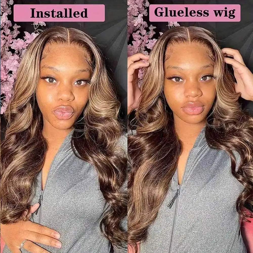 Honey Blonde Highlight Body Wave HD Lace Frontal Wig