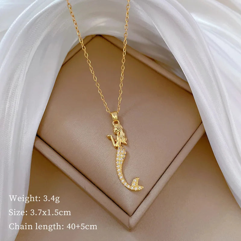 Enchanted Mermaid Pendant Necklace – Tarnish-Free Stainless Steel Jewelry