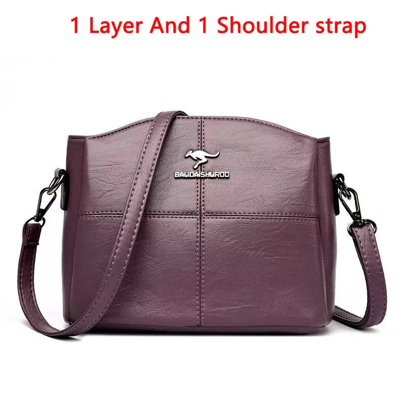 Versatile Large Capacity Shoulder Bag - Soft Leather Fashion Print Crossbody Bag for Leisure & Work