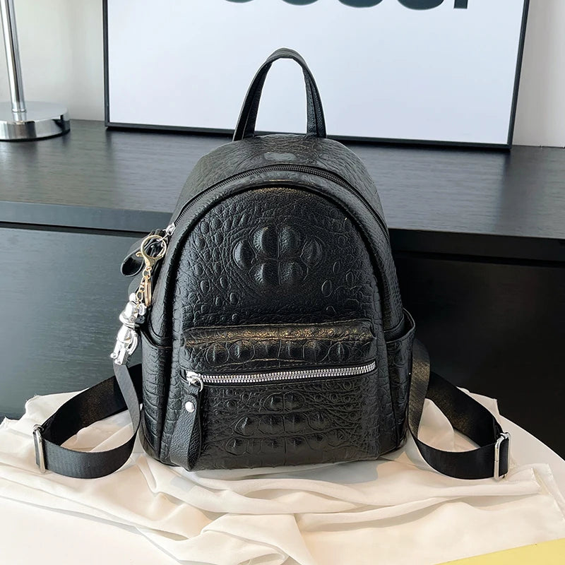 Elegant Women’s PU Leather Backpack – Spacious Multi-Pocket Shoulder Bag & Everyday Carryall
