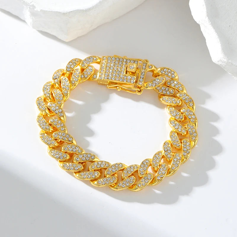 Gold Plated Stainless Steel Cuban Link Bracelet | Waterproof Unisex Wrist Chain