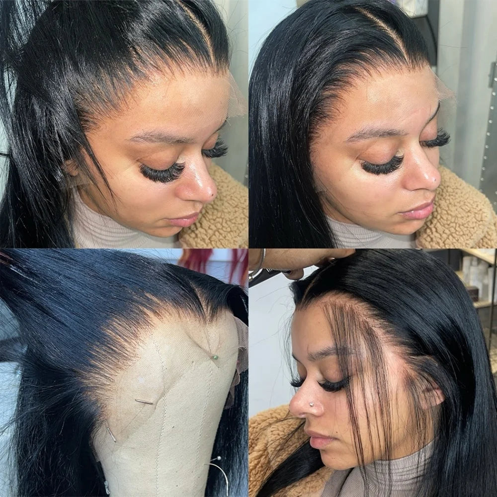 ✨Black Straight Human Hair Wig – 13x4/13x6 HD Transparent Lace Front Wig, Pre-Plucked Brazilian Hair