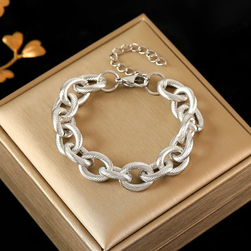 Gold Plated Stainless Steel Cuban Link Bracelet | Waterproof Unisex Wrist Chain