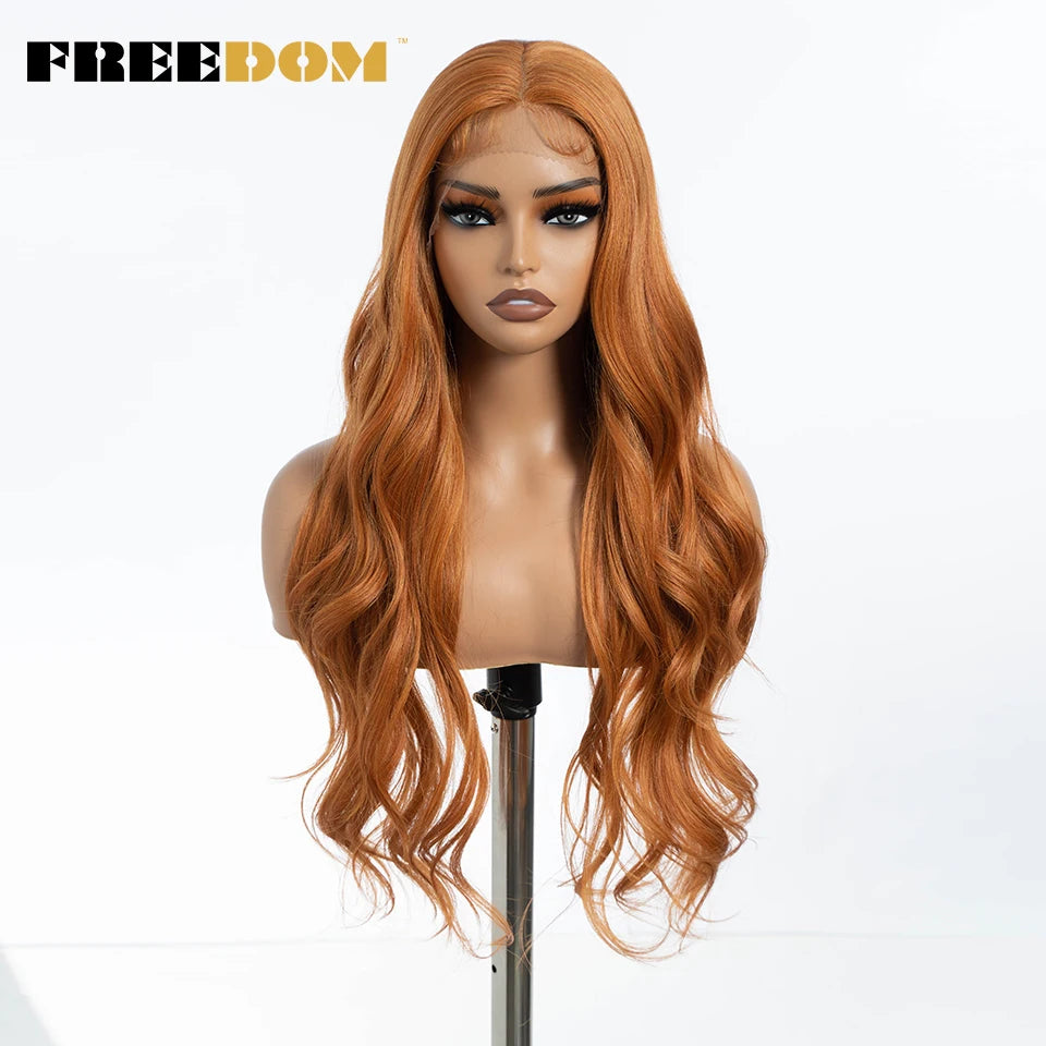 30" Long Wavy Synthetic Lace Front Wig - Freedom Body Wave Middle Part (Multi-Color)
