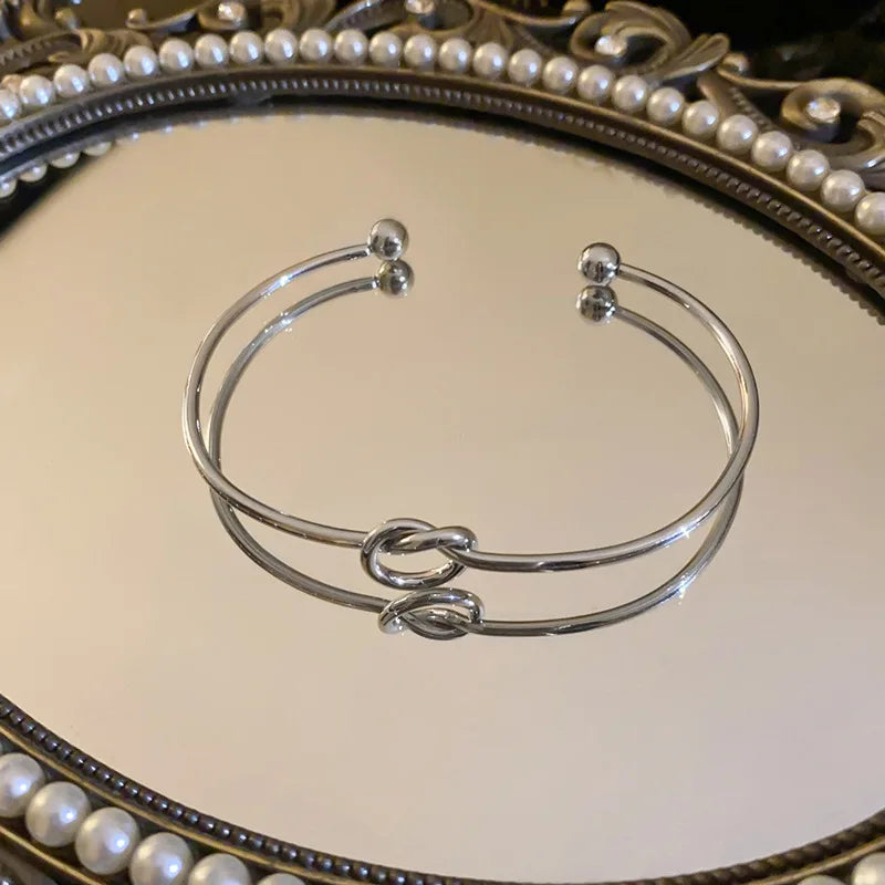 Vintage Stainless Steel Twisted Bangle | Unisex Woven Texture Statement Bracelet