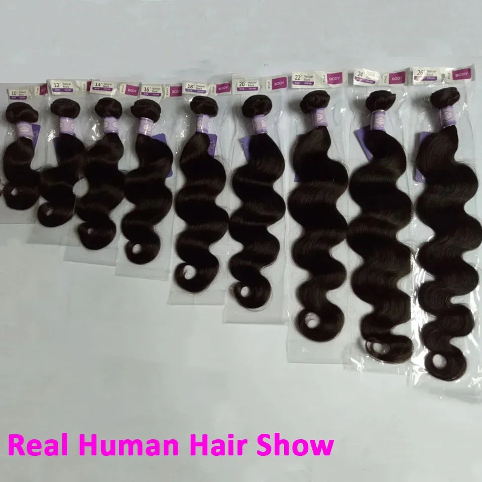 Brazilian Body Wave Human Hair Bundles – Raw Unprocessed Virgin Weave Extensions (3–4 Bundles, 8–30 Inch)