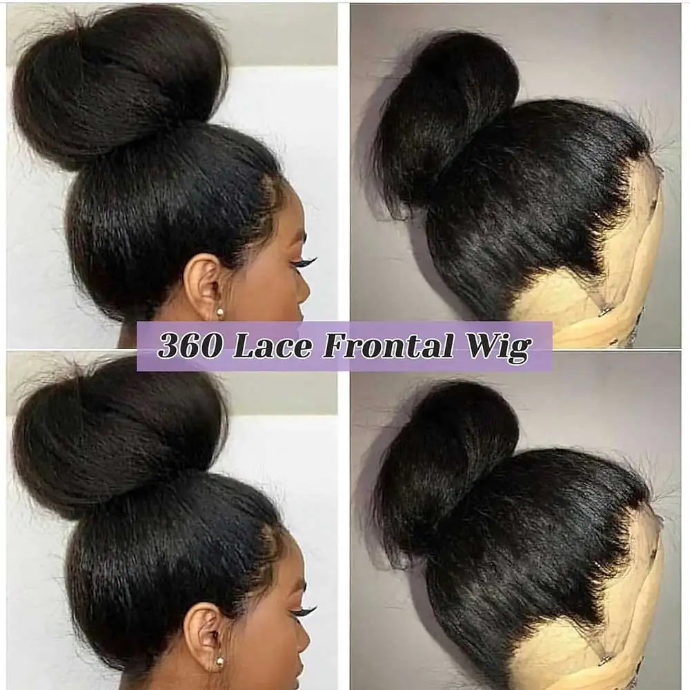 Kinky Straight 360 HD Lace Frontal Wig – Invisible Strap & Glueless Human Hair for High Ponytails