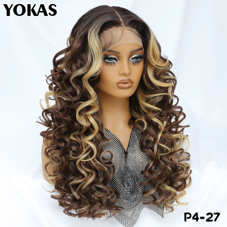 Glamour 24" Chocolate Brown Curly Wig | Natural Hairline Synthetic Lace Front Afro Style