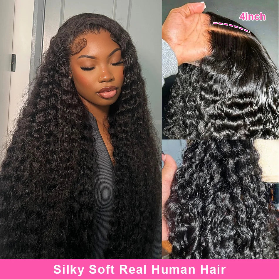 Luxury 13x6 HD Transparent Lace Frontal Wig | Deep Wave & Water Curly | 30-40 Inch Brazilian Human Hair