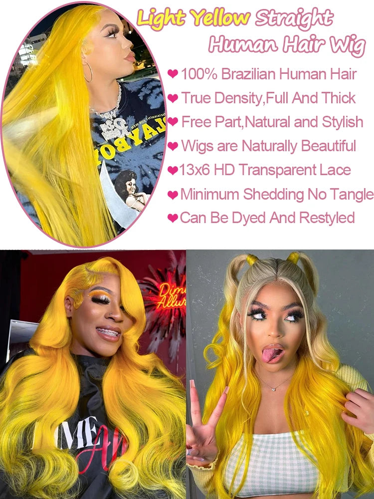 13x6 HD Lace Frontal Wig: 40-Inch Light Yellow Straight (220% Density) – 100% Brazilian Remy Hair