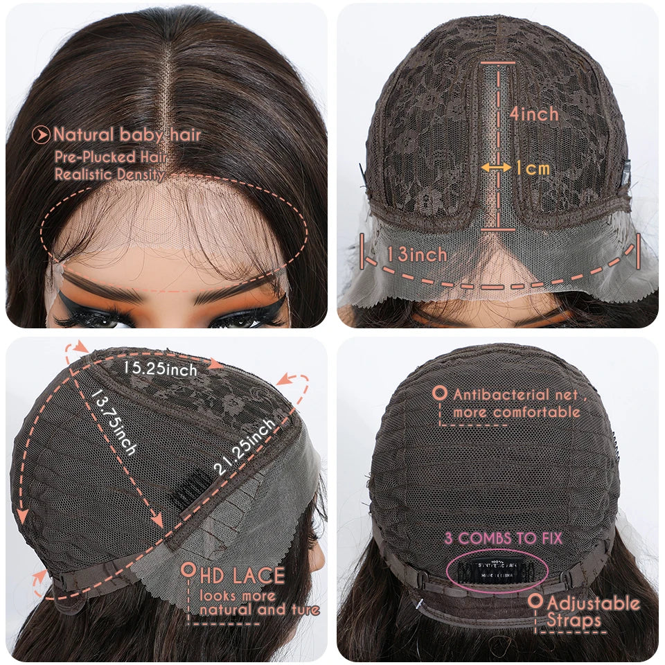 36" Body Wave Lace Wig – Heat Resistant Synthetic fiber.