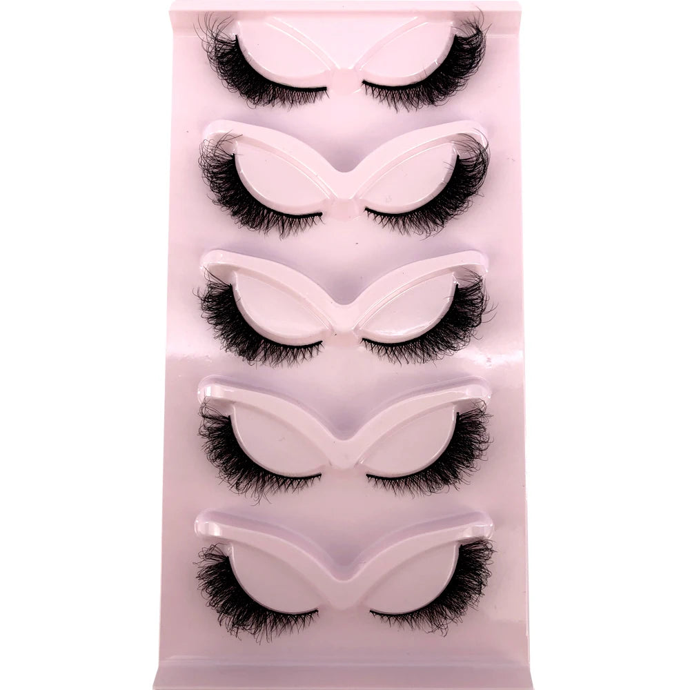3D Fluffy Cat Eye Lashes – Soft, Wispy Natural Glam (5-Pair Set)