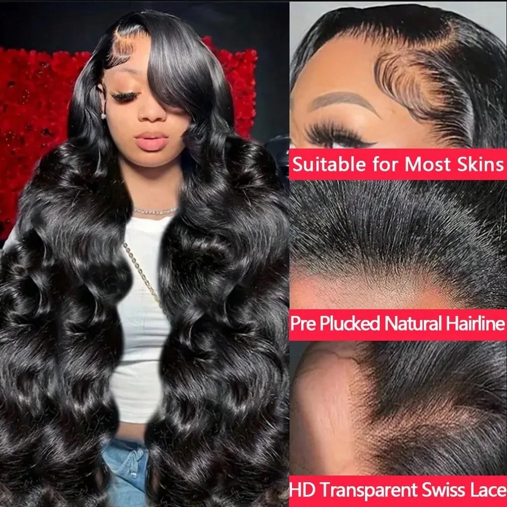 13x4 HD Transparent Lace Front Wig – Body Wave Human Hair, Pre-Plucked